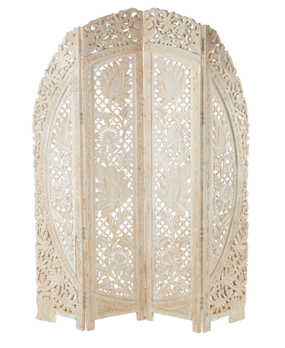 Rosemary Lane Mango Wood Eclectic Room Divider Screen In White