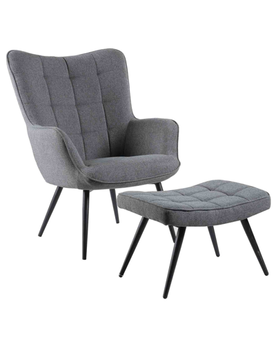 Best Master Furniture West China Accent Chair Plus Ottoman Set In Gray