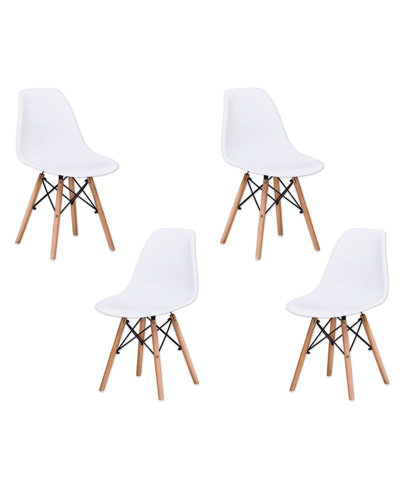 Best Master Furniture Mickey Modern Dining Chairs, Set Of 4 In White