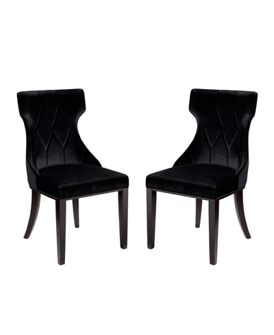 Manhattan Comfort Reine 2-piece Beech Wood Faux Leather Upholstered Dining Chair Set In Black