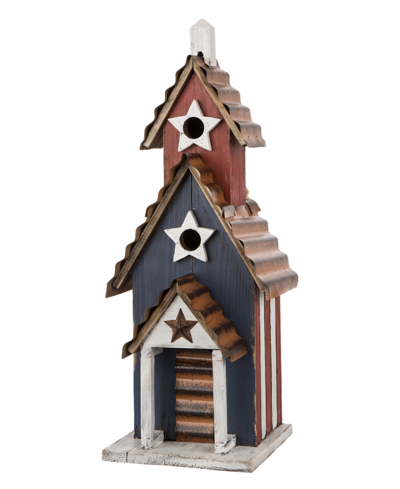 Glitzhome 24.41" H Oversized Wooden, Rustic Metal Patriotic Birdhouse