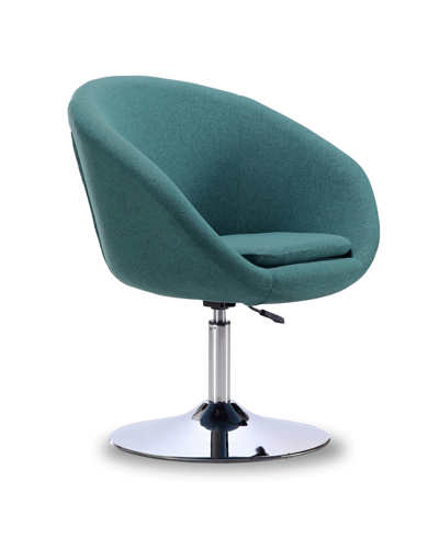 Manhattan Comfort Hopper Swivel Adjustable Height Chair In Sky Blue/polished Chrome