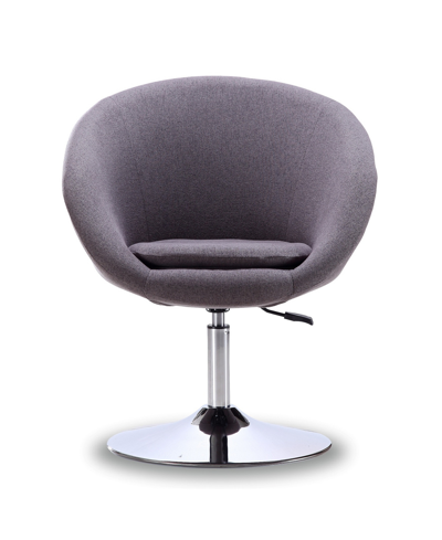 Manhattan Comfort Hopper Swivel Adjustable Height Chair In Gray/polished Chrome