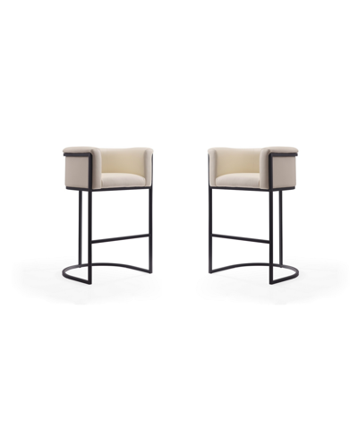 Manhattan Comfort Set Of 2 Cosmopolitan Bar Stools In Cream/black
