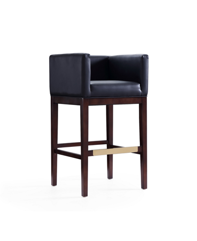 Manhattan Comfort Kingsley Barstool In Black And Dark Walnut