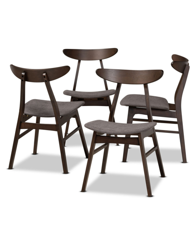 Furniture Britte Modern Upholstered 4 Piece Dining Chair Set In Dark Gray