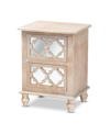 FURNITURE CELIA FRENCH RUSTIC QUATREFOIL MIRRORED NIGHTSTAND