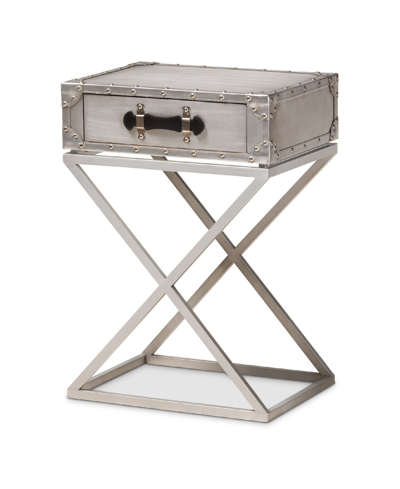 Baxton Studio William Modern French Industrial Metal 1-drawer Nightstand In Silver