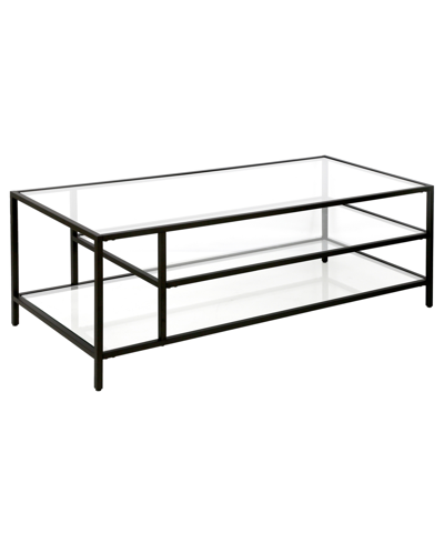 Hudson & Canal Winthrop Coffee Table With Shelves, 46" X 20" In Blackened Bronze