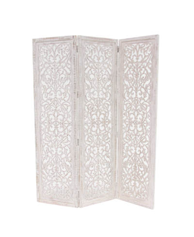 Rosemary Lane Mango Wood Farmhouse Room Divider Screen In White