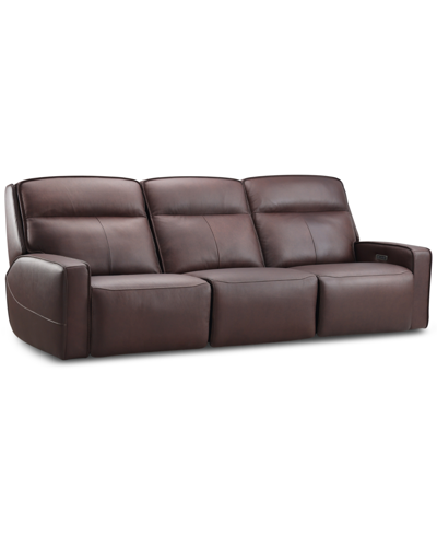 Furniture Dextan Leather 3-pc. Sofa With 2 Power Recliners, Created For Macy's In Brown
