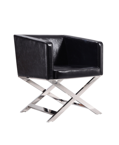 Manhattan Comfort Hollywood Lounge Accent Chair In Black And Polished Chrome