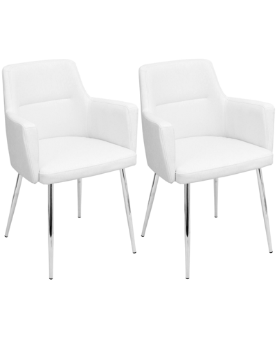 Lumisource Andrew Contemporary Dining Accent Chair, 2 Piece Set In White