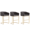 Manhattan Comfort Set Of 3 Louvre Counter Stools