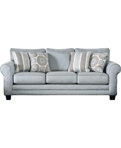Furniture Of America Karleigh Rolled Arm Sofa In Blue Gray