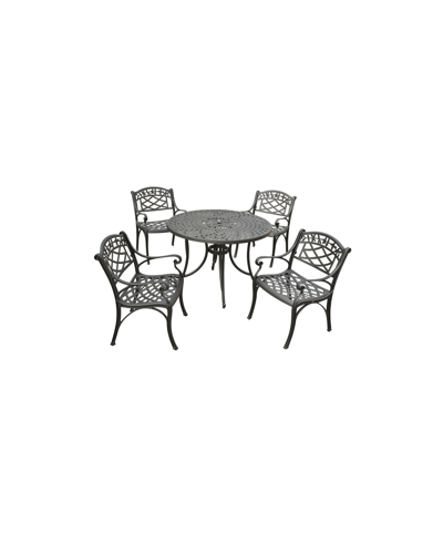 Crosley Sedona 42" 5 Piece Cast Aluminum Outdoor Dining Set With Arm Chairs In Black