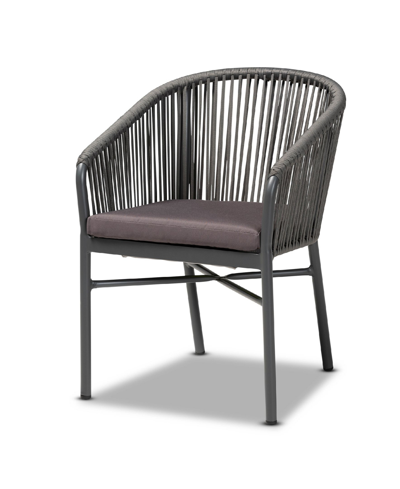 Baxton Studio Marcus Modern And Contemporary Rope And Metal Outdoor Dining Chair In Gray