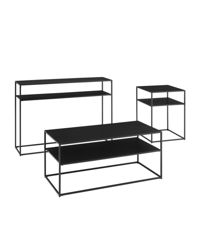 Crosley Braxton 3 Piece Coffee Table Set In Black