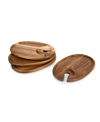 Picnic Time 4-piece Wood Wine Appetizer Plate Set