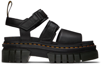 Dr. Martens' Ricki Nappa Lux Leather 3-strap Platform Sandals In Black