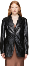 Stand Studio Black Galilea Faux-leather Blazer In 89900 Black