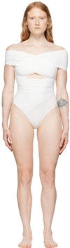 Fleur Du Mal White Criss Cross Bodysuit In 0300 Ivory