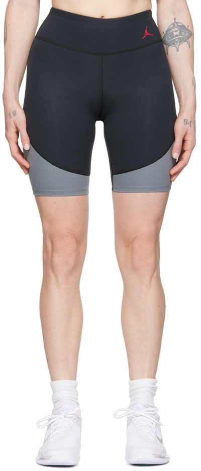 Nike Black & Gray Polyester Shorts In Black/smoke Grey/gym