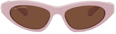 Balenciaga Logo Twisted Acetate Cat-eye Sunglasses In Pink