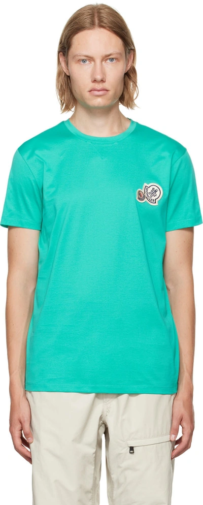 Moncler Green Logo T-shirt In 81r Teal