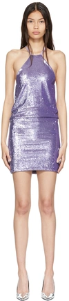 Attico Audrey Sequined Low Back Mini Dress In 011 Lilac