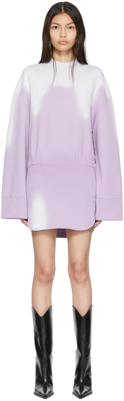 Attico Palmer Long Sleeve Cotton Fleece Minidress In Multi-colour