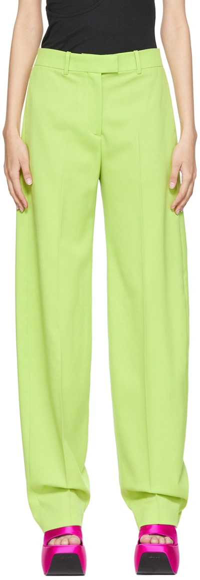 Attico Jagger Wool Gabardine Tapered Trousers In Green