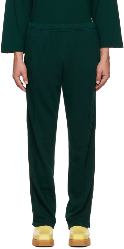 Les Tien Green Lounge Straight Leg Cotton Track Trousers
