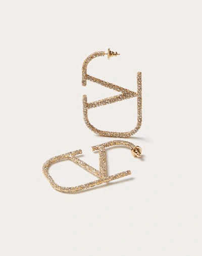 Valentino Garavani Vlogo Signature Metal And Crystal Earrings Woman Gold Uni