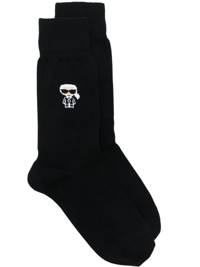 Karl Lagerfeld Karl Intarsia-knit Socks In Black