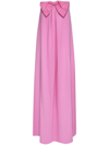 OSCAR DE LA RENTA BOW-EMBELLISHED LONG STRAPLESS DRESS