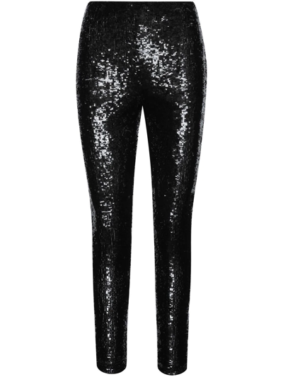 Oscar De La Renta Women's Sequin Embroidered Skinny Pants In Black