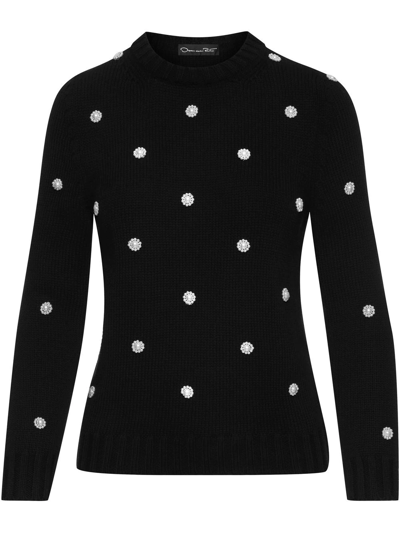 Oscar De La Renta Embellished Long-sleeve Jumper In Black White