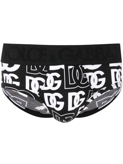 Dolce & Gabbana All-over Logo-print Boxers In Black