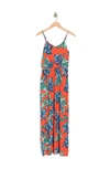 Lush Knit Maxi Dress In Orange Tropical