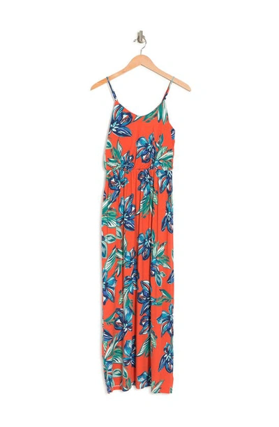 Lush Knit Maxi Dress In Orange Tropical