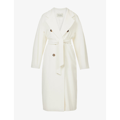 Max Mara Madame Double-breasted Wool And Cashmere-blend Coat In Bianco