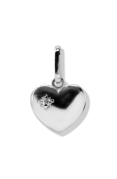 Anzie Jac+jo Icon Heart Pendant Charm In Silver/ White Sapphire