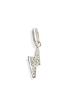 Anzie Lightning Bolt Charm In Silver/ White Sapphire