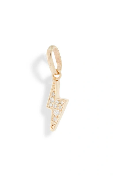 Anzie Lightning Bolt Charm In Gold/ White Sapphire