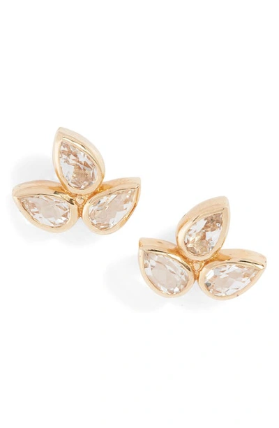 Anzie Bouquet Fleur De Lis Stud Earrings In Clear Topaz