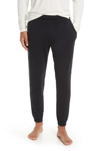 Bedfellow Jogger Pajama Pants In Black With White Piping