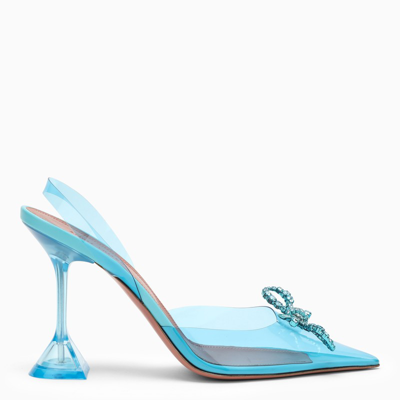 Amina Muaddi Blue Rosie Glass 95 Crystal Slingback Pumps In Blue-med