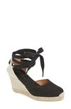 Soludos Tall Lace Up Espadrille Wedge Sandals In Black