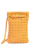 Lucky Brand Zule Leather Crossbody Phone Pouch In Butterscotch Smooth Leather